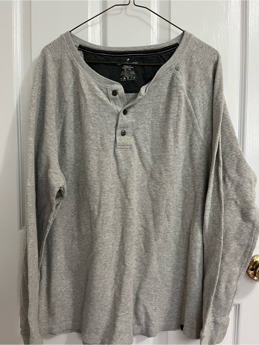 Denver Hayes Light Gray Henley Long Sleeve Shirt